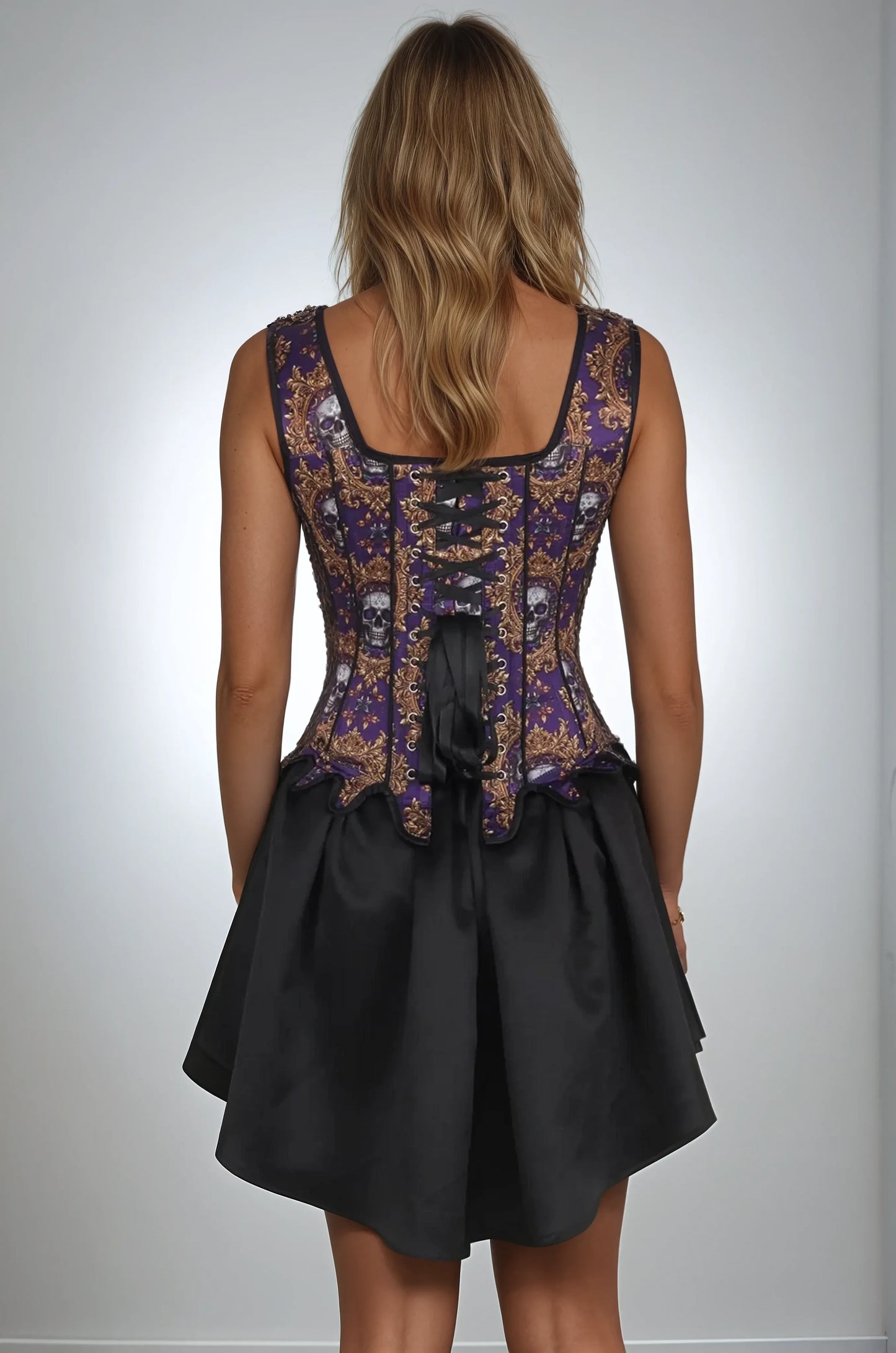Madyson Skull Print Gothic Overbust Corset