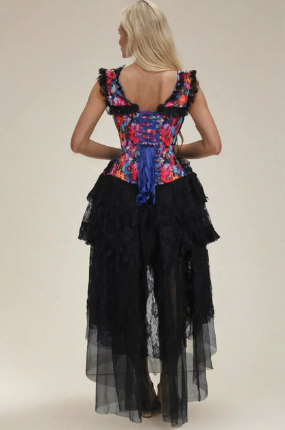Goldia Vivid Painted Florals Corset Dress