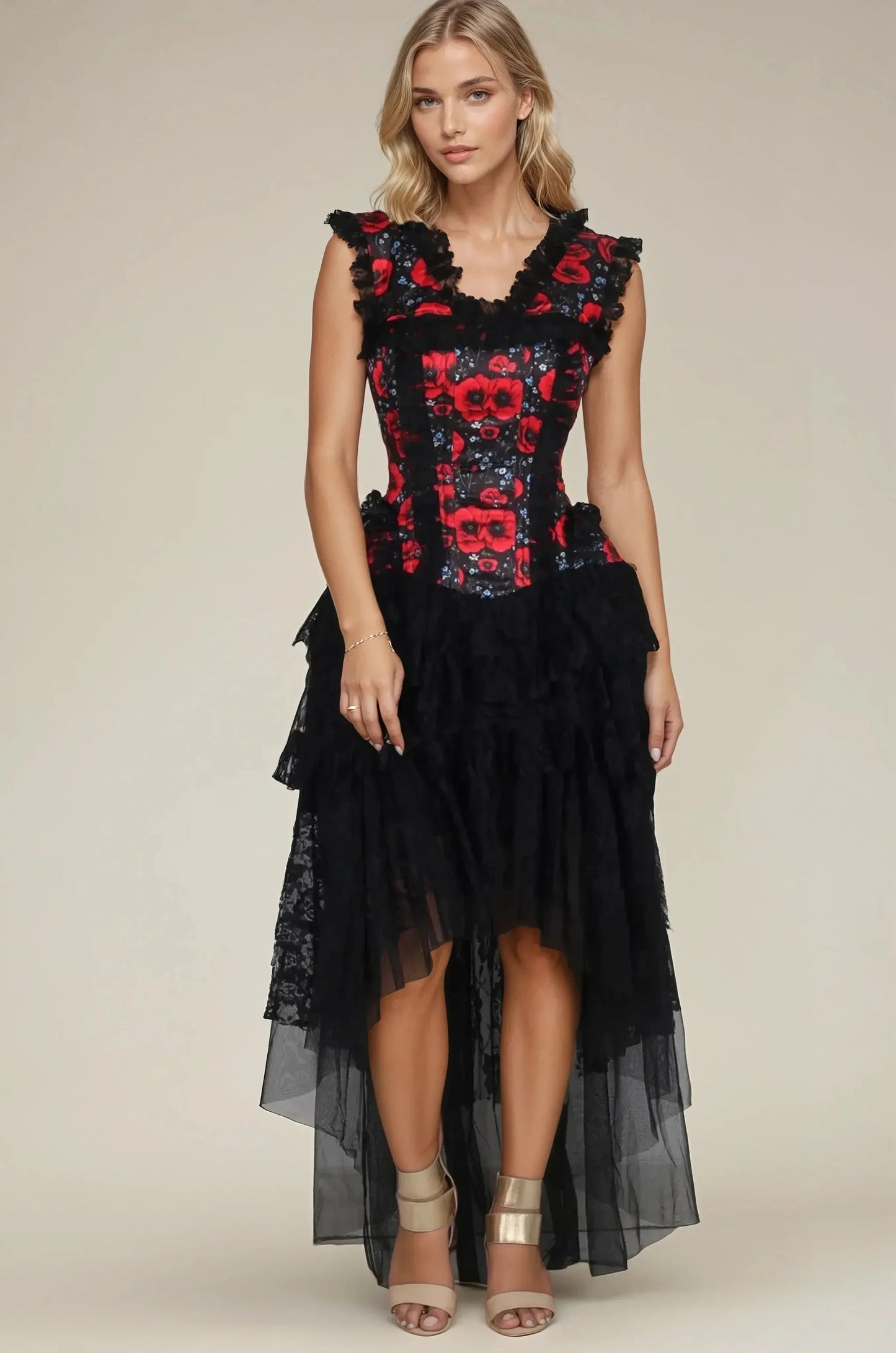 Kirra Bold Floral Elegance Corset Dress