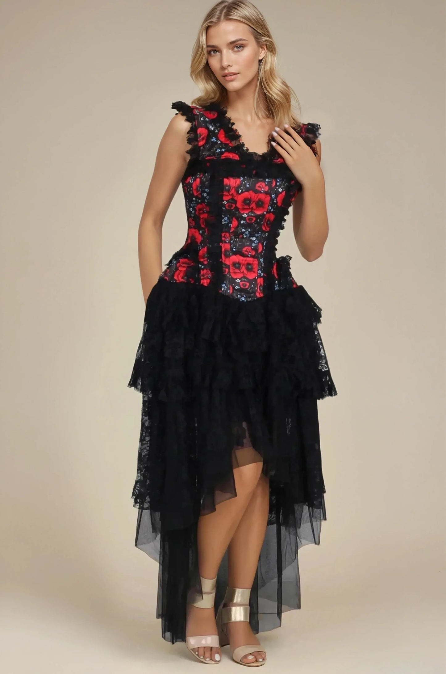 Kirra Bold Floral Elegance Corset Dress