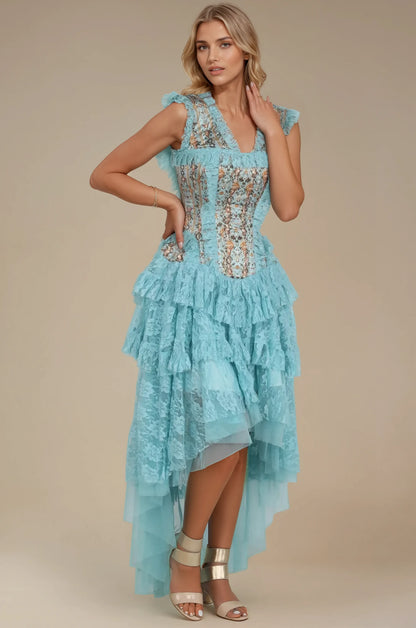 Terrye Geometric Floral Corset Dress