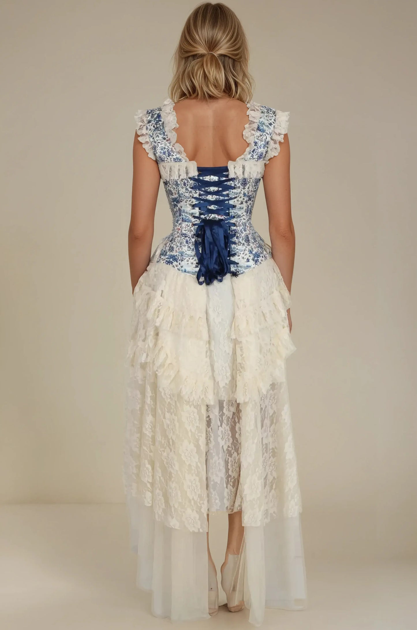 Connie Regal Voyage Print Satin Corset Dress