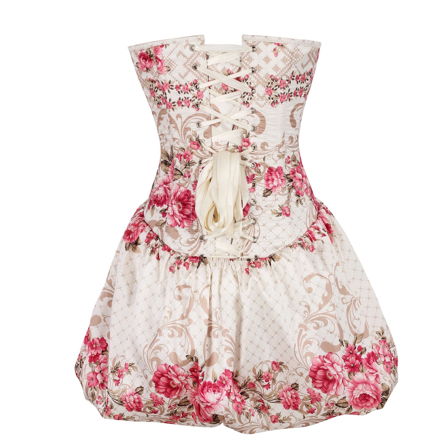 Logan Pink & Beige Floral Ensemble Corset Dress