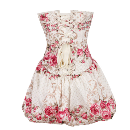 Logan Pink & Beige Floral Ensemble Corset Dress