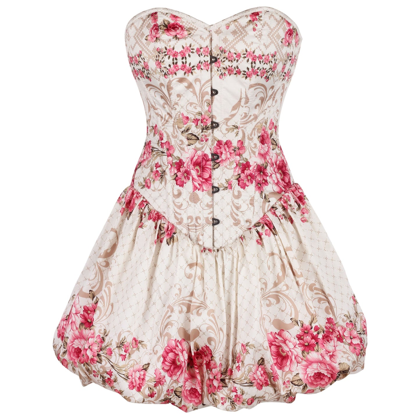 Logan Pink & Beige Floral Ensemble Corset Dress