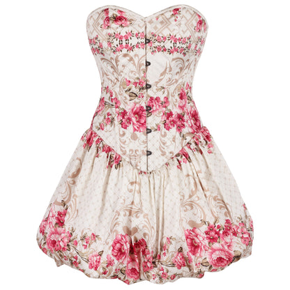 Logan Pink & Beige Floral Ensemble Corset Dress