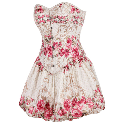 Logan Pink & Beige Floral Ensemble Corset Dress
