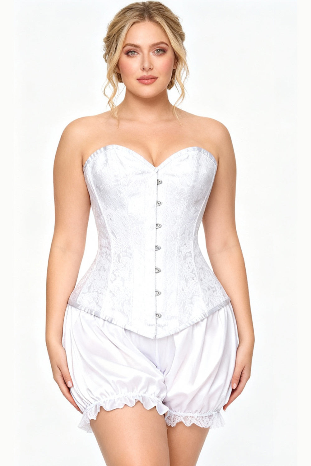 Rosemary White Brocade Gothic Corset