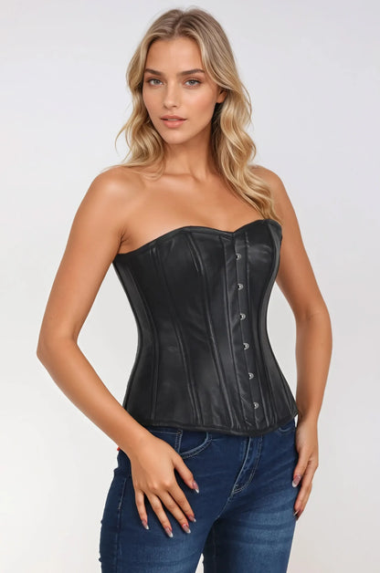 Delle Black Faux Leather Sweet Heart Corset