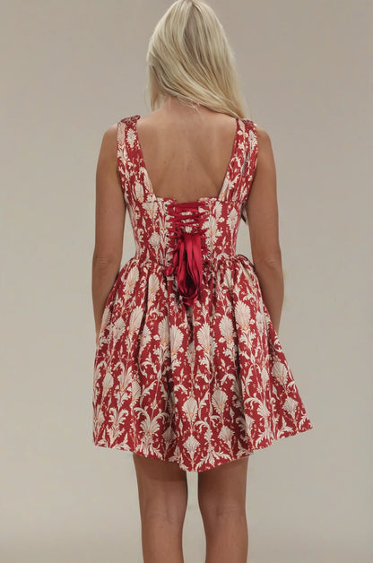 Gwendolyn Crimson Cathedral Corset Dress