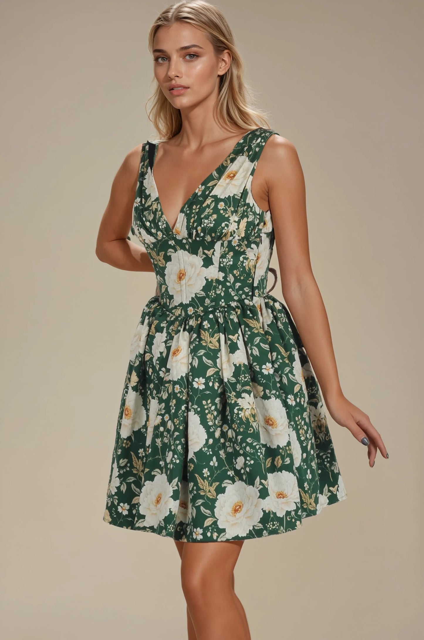Abigail Emerald Damask Corset Dress