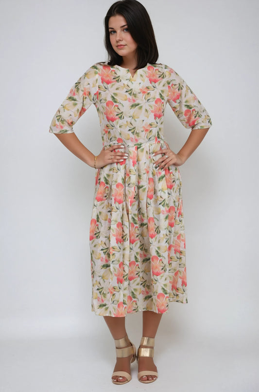 Kenna Round Neck Print Dress