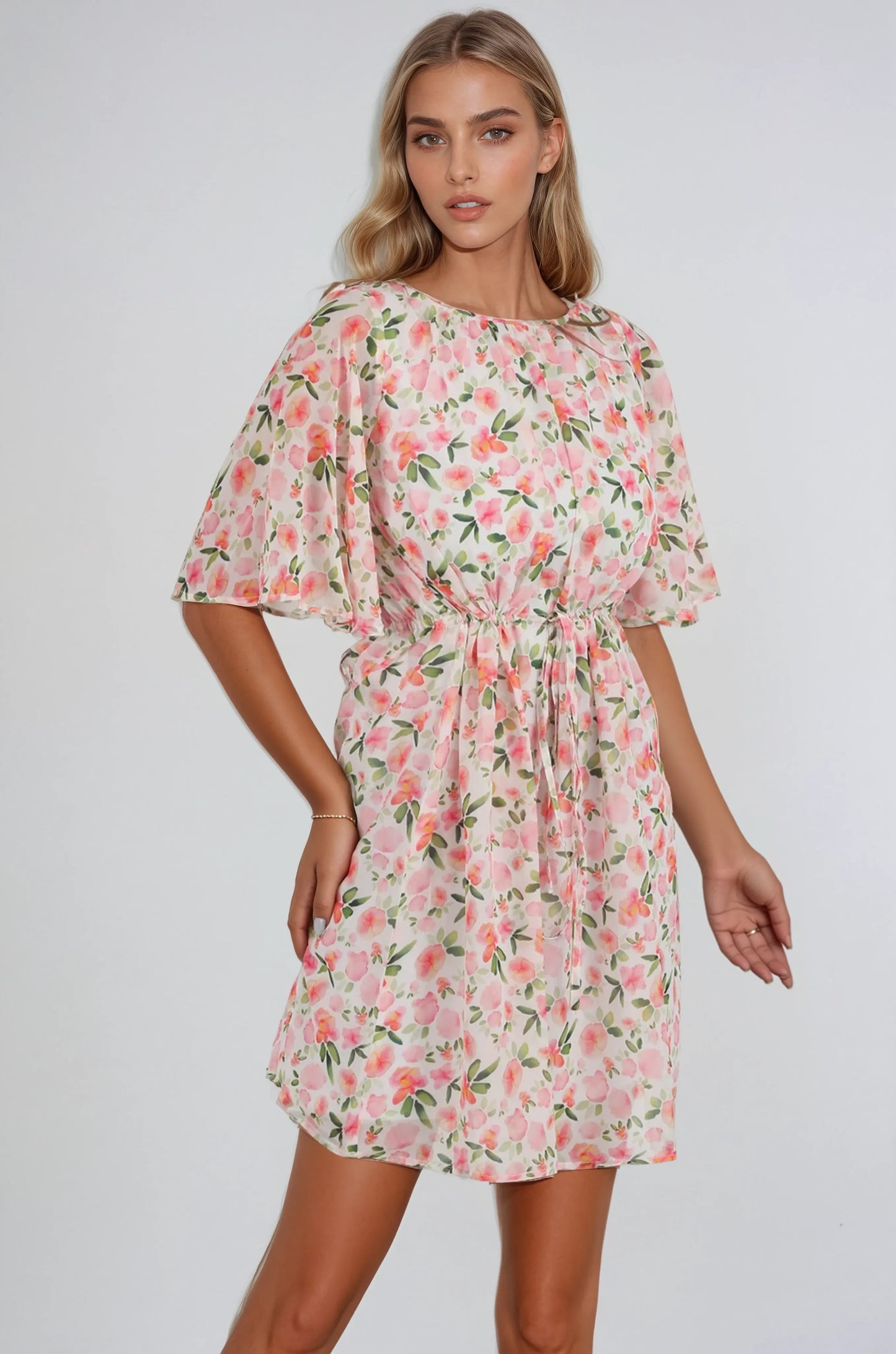 Joanna Drawstring Waist Midi Dress