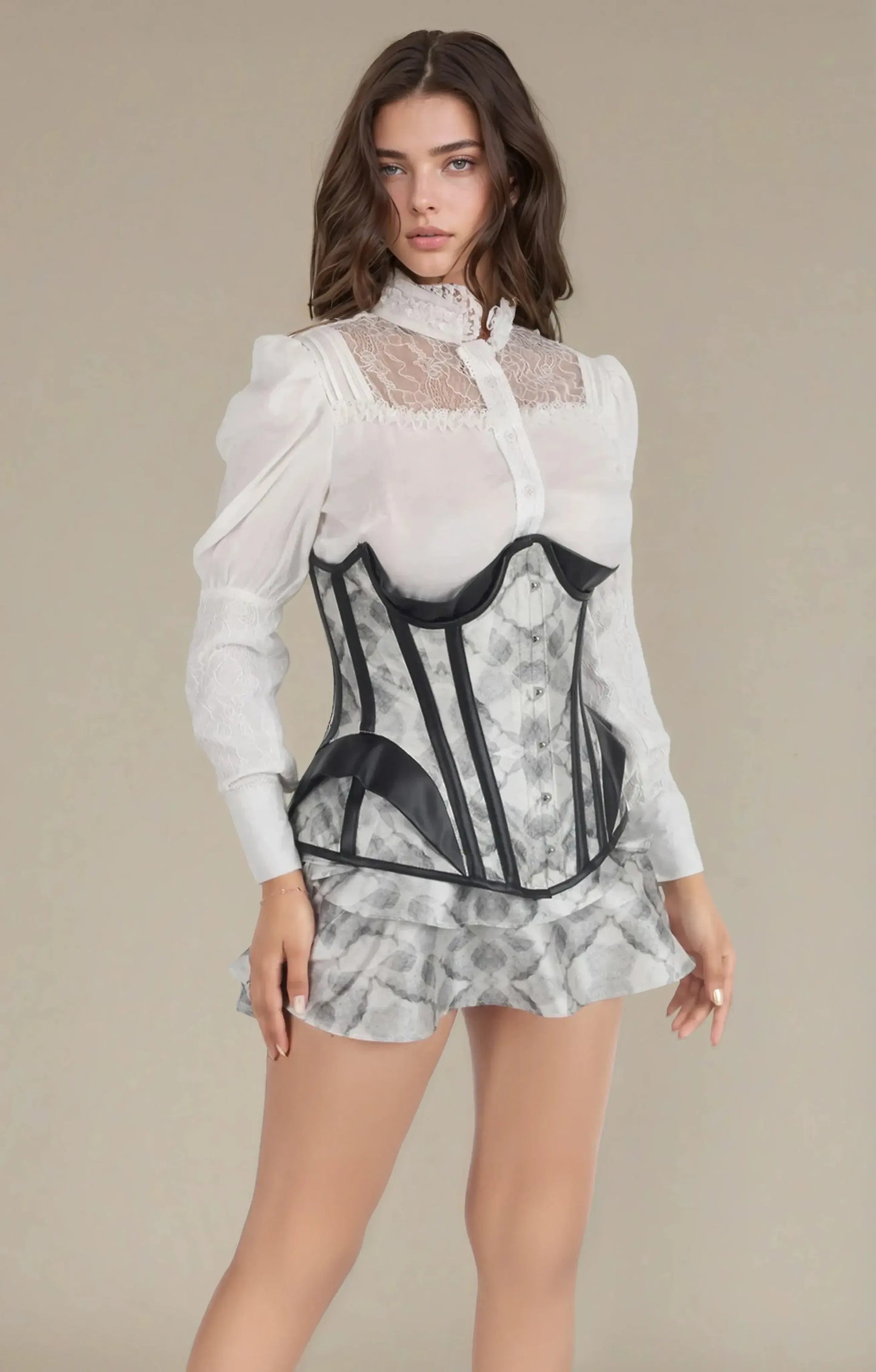 Hayley Abstract Print Underbust Corset