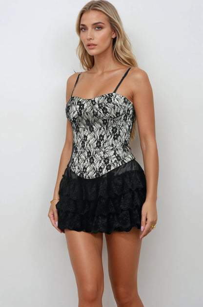 Kalisha Satin Corset Top with Lace Overlay