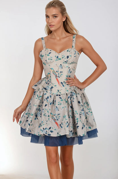 Adrian Foliage Tropical Bird Corset Co-Ord Set