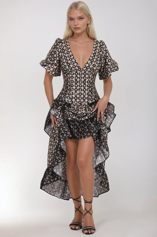 Sawyer Haunted Harlequin Corset Dress
