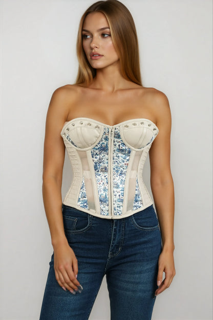 Reiny Toil Inspired Blue Floral Corset