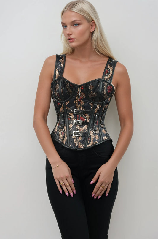 Kalyssa Victorian Rose with Gold Vine Corset