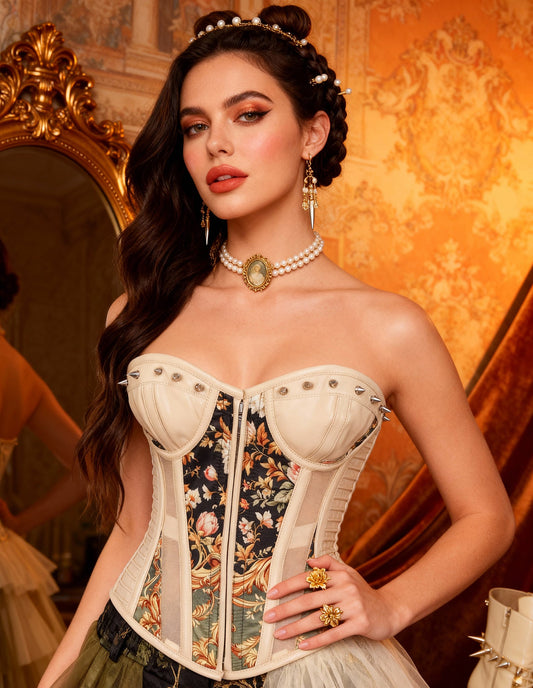 Winslie Baroque Inspired Print Overbust Corset