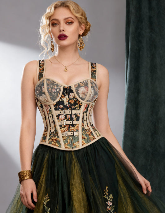 Suellen Vintage Inspired Floral Overbust Corset