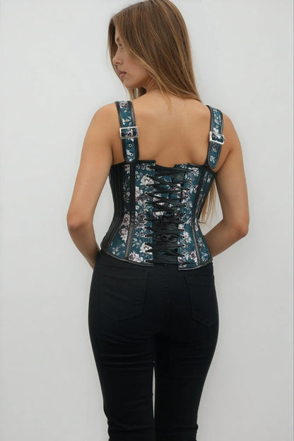 Skyelar Midnight Bloom Teal Corset