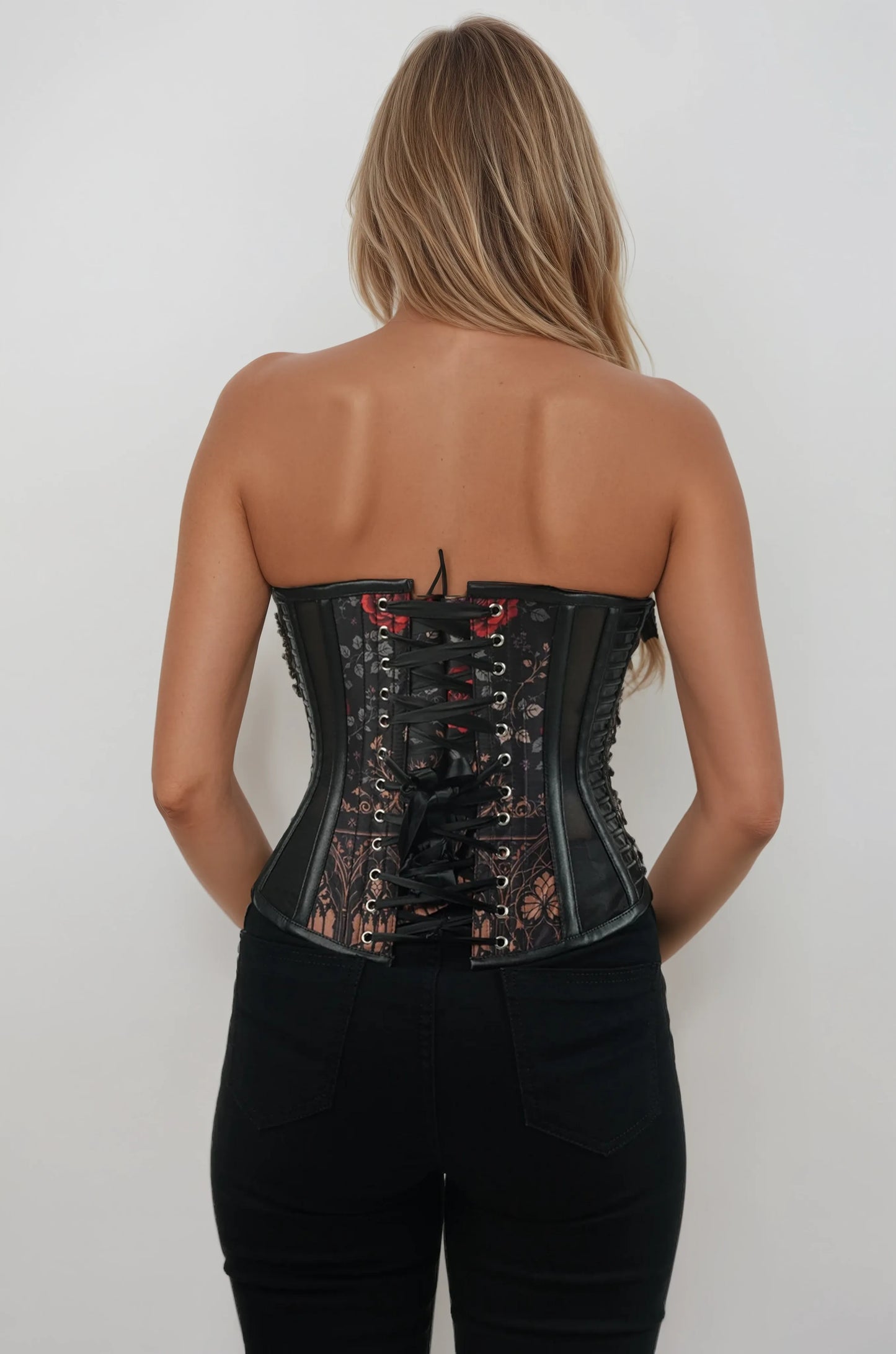 Banksy Gothic Pattern Red Rose Corset
