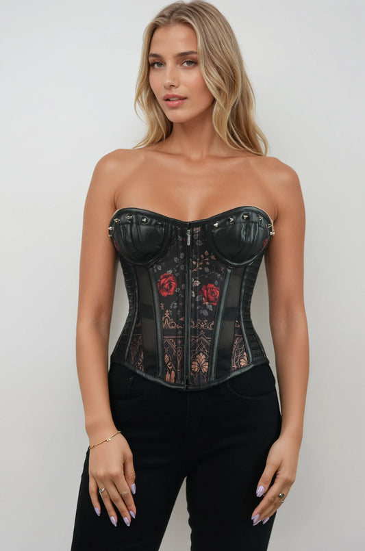 Banksy Gothic Pattern Red Rose Corset