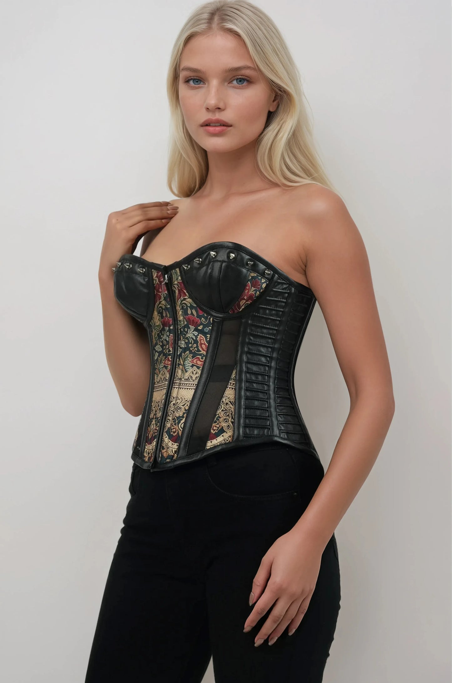 Devonna Barqoue Inspired Gold & Red Floral Corset