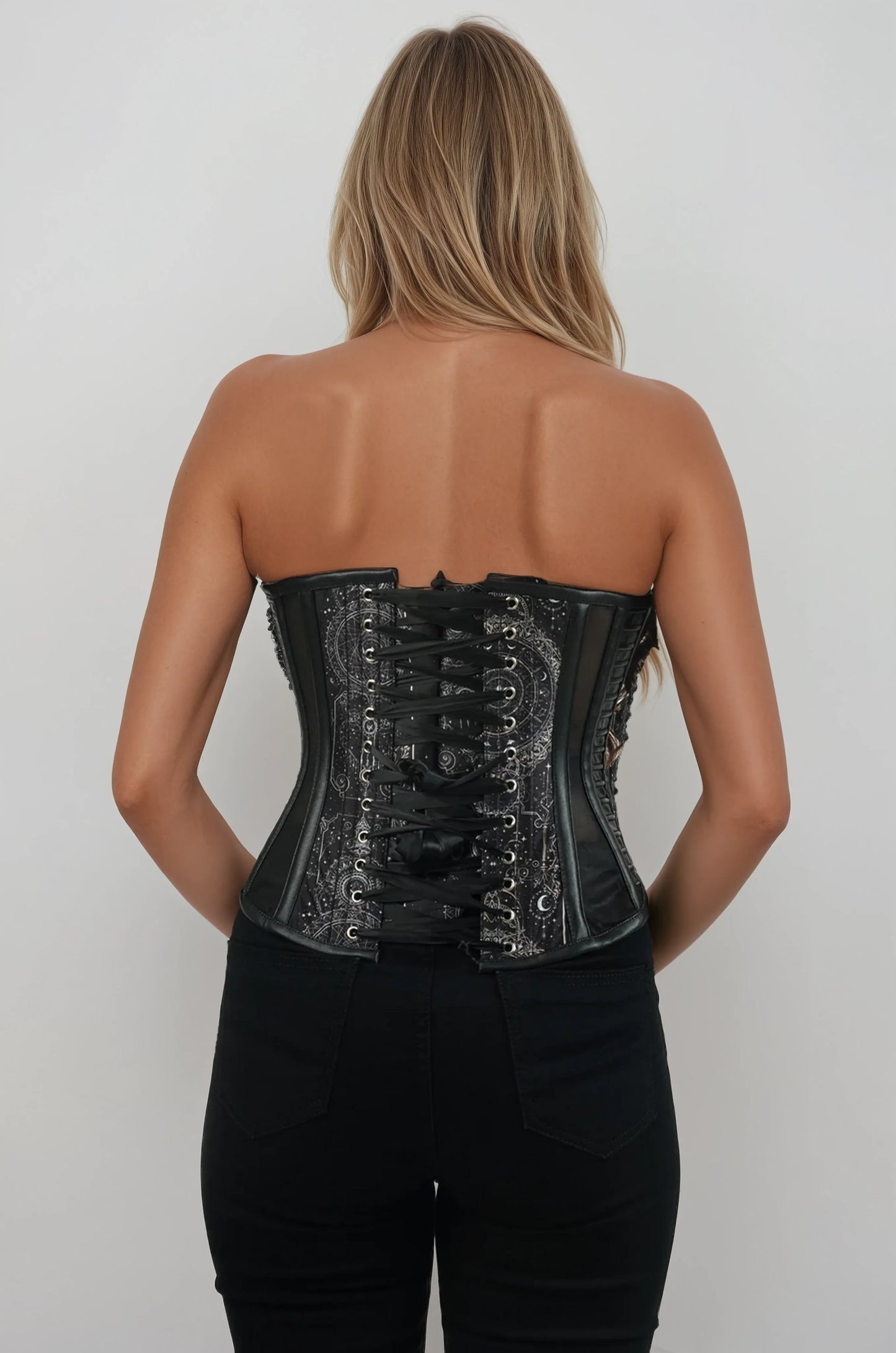 Kaylinn Gothic Zodiac Scrolls Overbust Corset