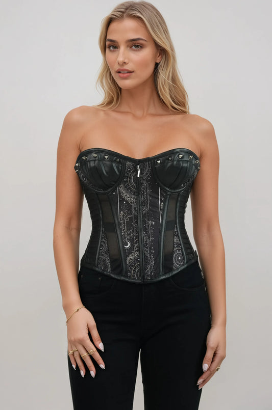 Kaylinn Gothic Zodiac Scrolls Overbust Corset