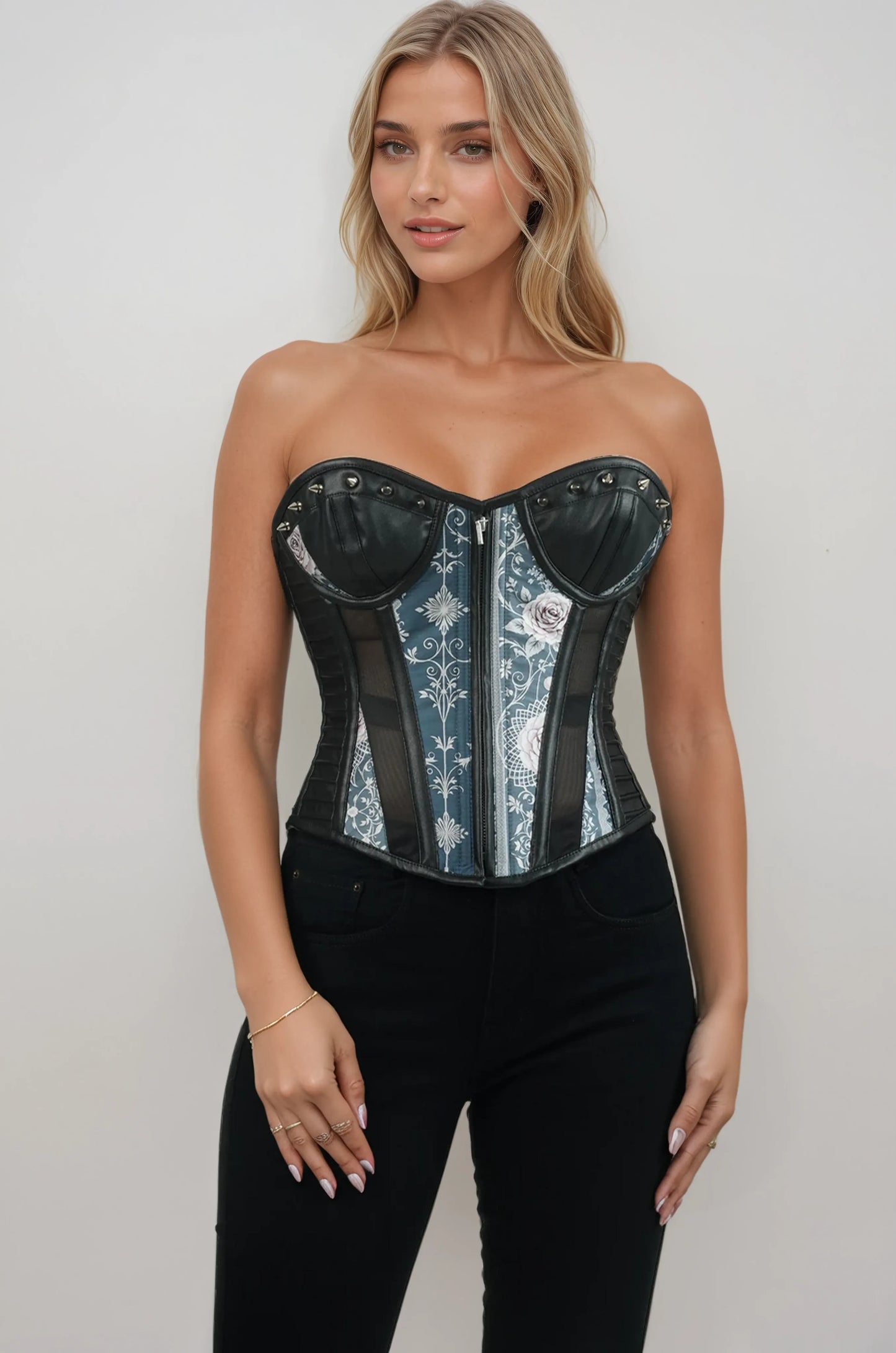 Ranae Ethereal Lace & Rose Print Corset