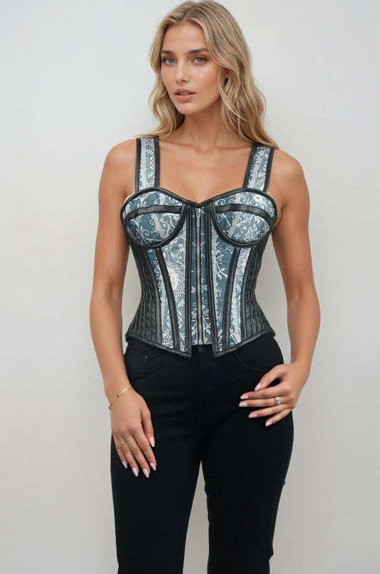 Kairi Silver Baroque Inspired Print Corset