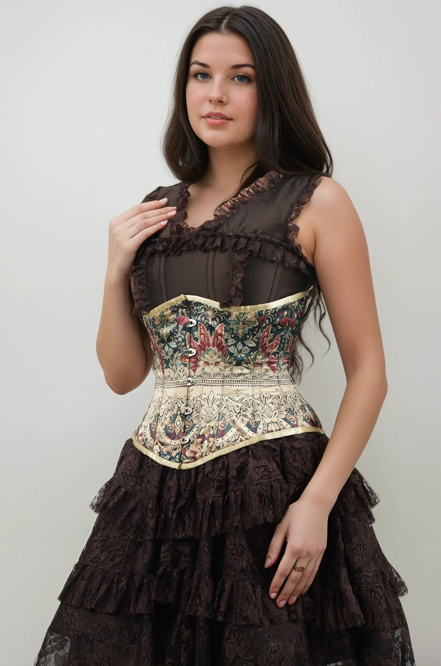 Irvina Floral Satin Underbust Corset
