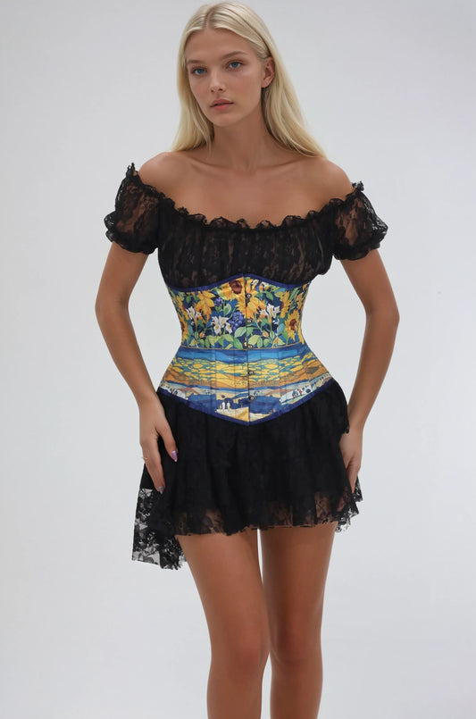 Pansie Starry Garden Scroll Underbust Corset