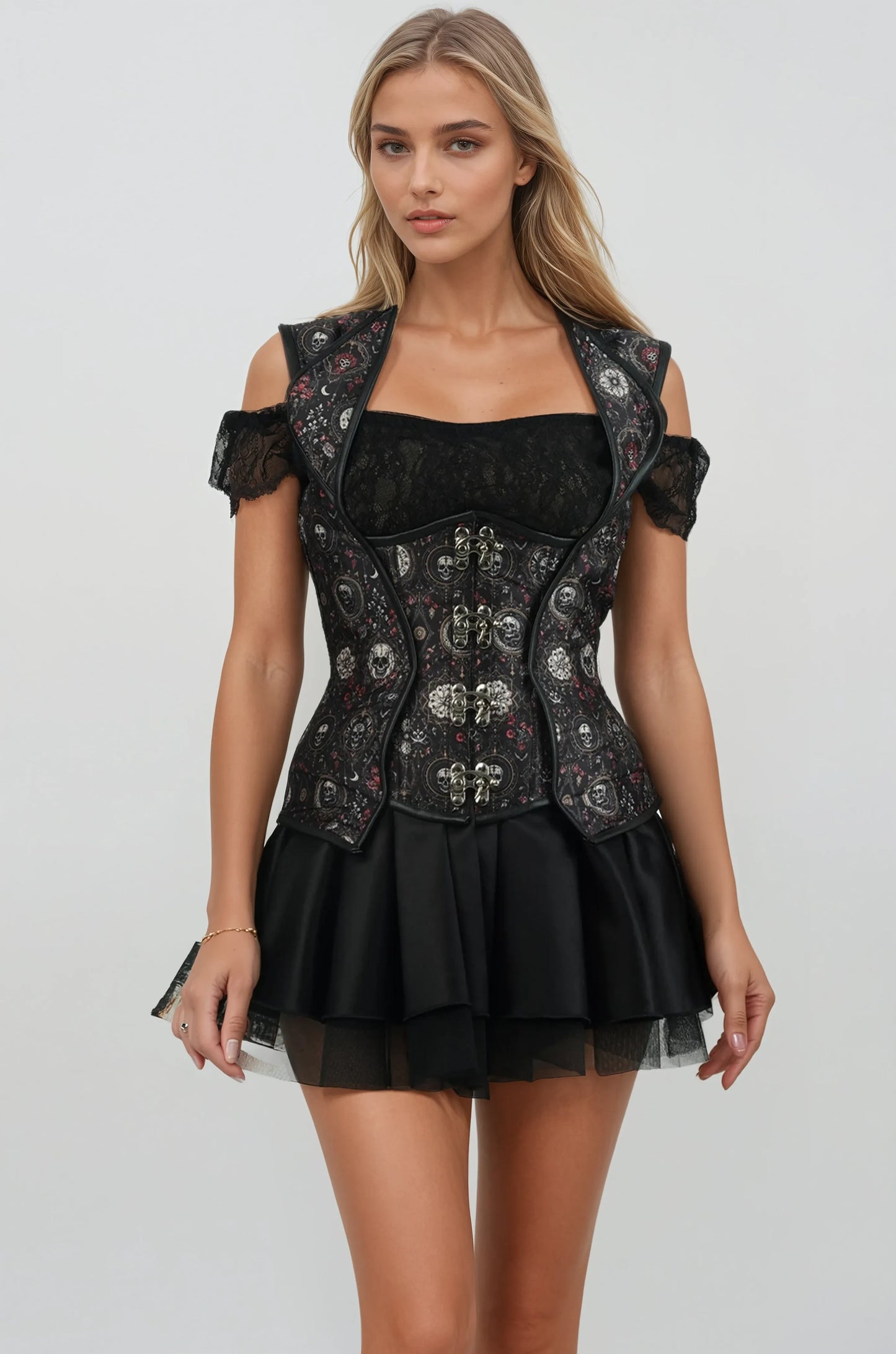 Shamika Gothic Inspired Corset with Lapel Halter Strap