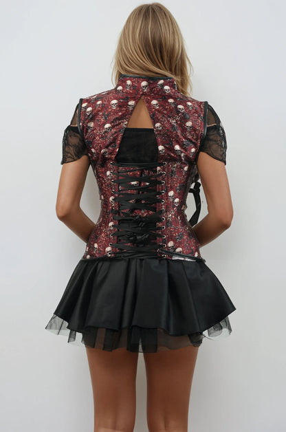 Marlene Skull Corset with Lapel Halter Strap