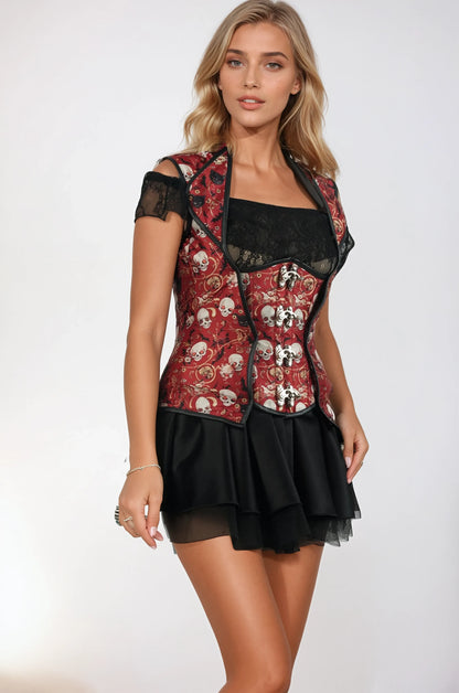 Latanya Skull Corset with Lapel Halter Strap