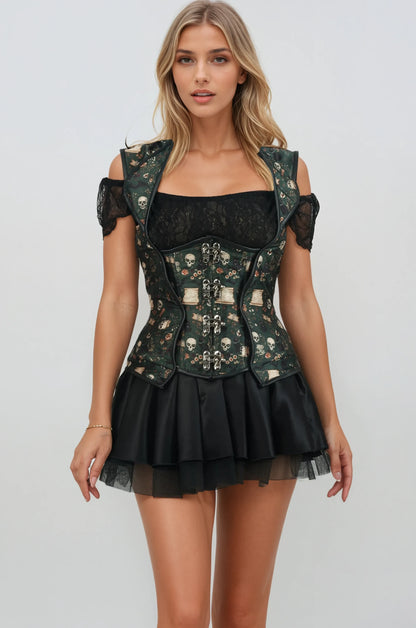 Loriel Skull Corset with Lapel Halter Strap