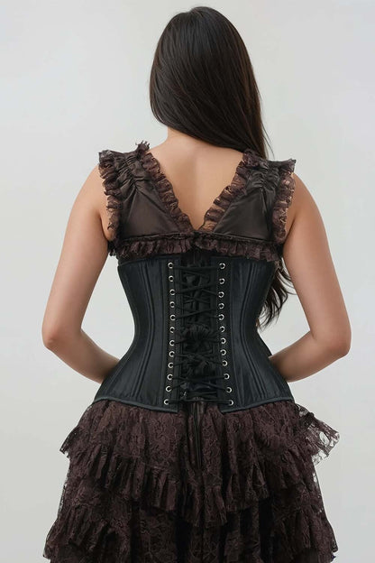 Dionis Black Curvy Underbust Waist Trainer Corset