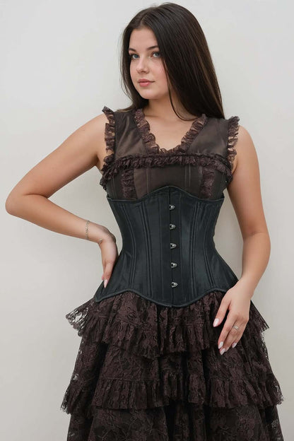 Dionis Black Curvy Underbust Waist Trainer Corset