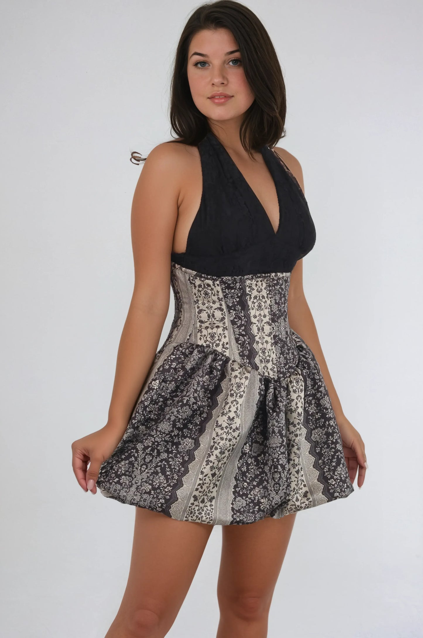 Sarai Baroque Stripe Underbust Corset Dress