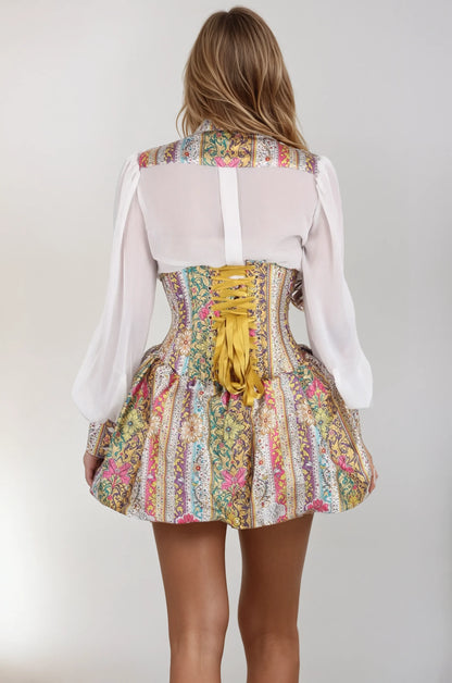 Maia Multicolored Underbust Corset Dress With Shirt