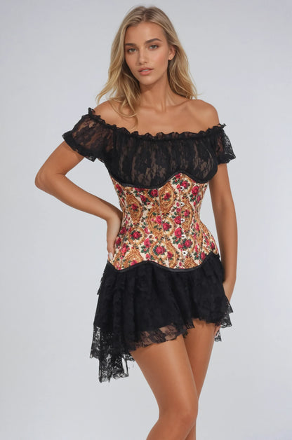 Arlie Rose Print Underbust Corset