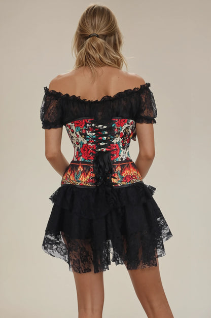 Talani Retro Roses Flames Corset