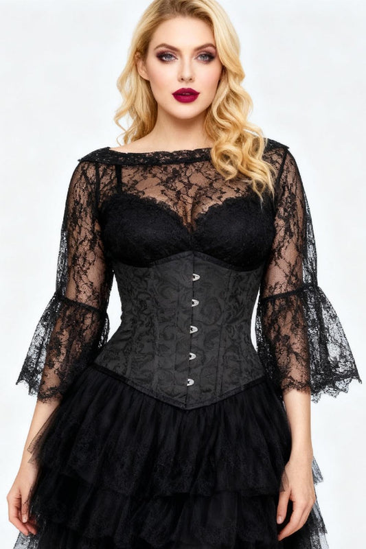 Aspen Underbust Black Brocade Corset