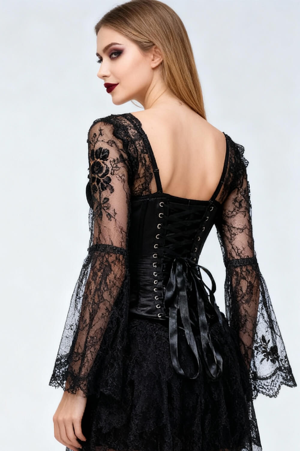 Elaina Gothic Underbust Long Satin Corset