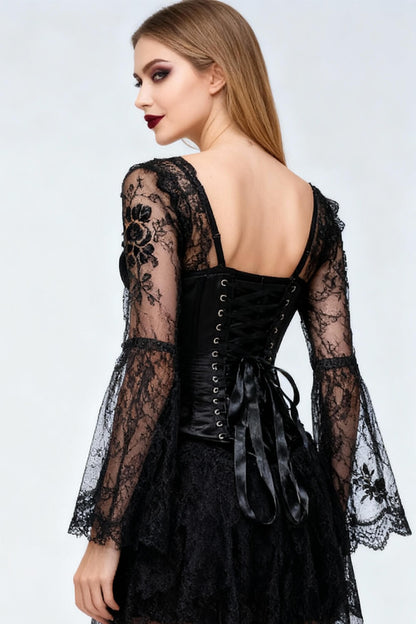 Elaina Gothic Underbust Long Satin Corset