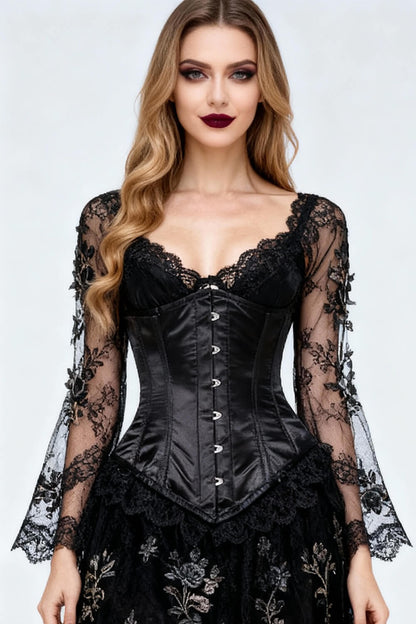 Elaina Gothic Underbust Long Satin Corset