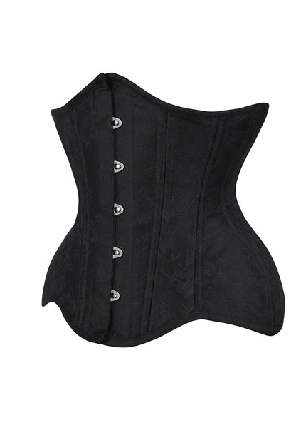 Emerie Waist Trainer Black Brocade Curvy Corset